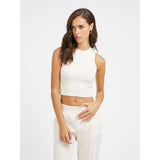 Top caveado crop em malha canelada Guess