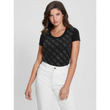 T-shirt elástica logo 4g com strass Guess