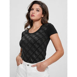 T-shirt elástica logo 4g com strass Guess