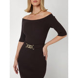 Vestido midi de malha cintado marciano Guess