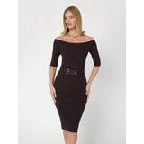 Vestido midi de malha cintado marciano Guess