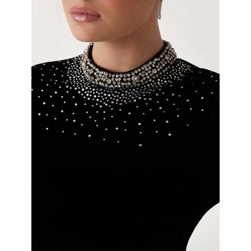 Top curto de veludo com strass Marciano Guess