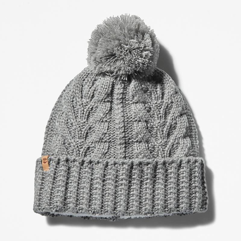 Gorro com Pompom em Entrançado Premium para Mulher em cinzento-claro Timberland