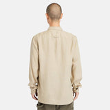 Camisa de linho de manga comprida mill river para homem em branco