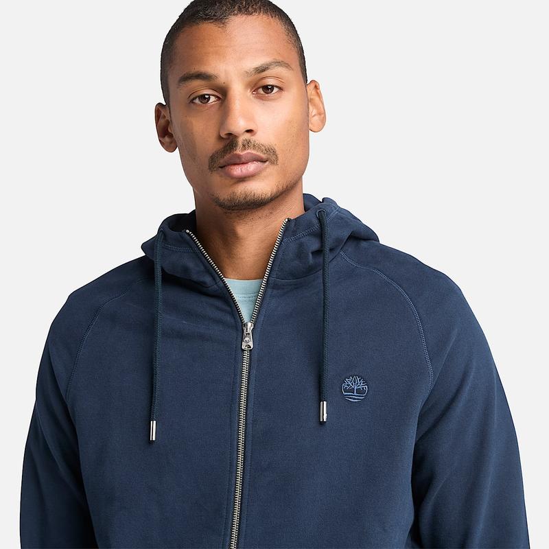 Casaco com Capuz e Fecho de Correr Integral Exeter River Loopback para Homem em azul-escuro Timberland