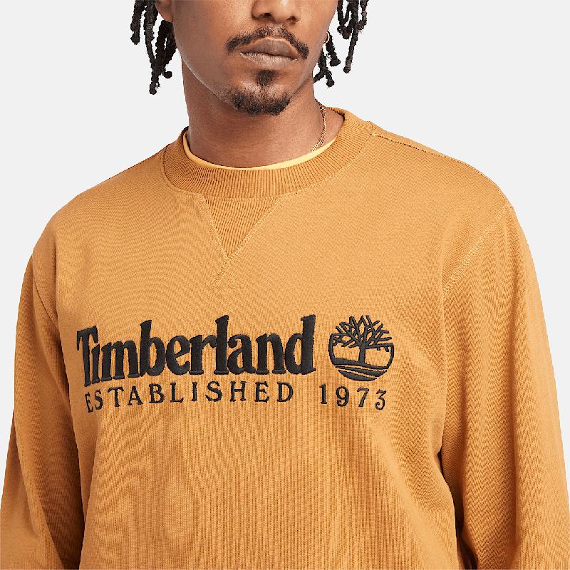 Camisola de Gola Redonda com Logótipo Est.1973 para Homem em amarelo Timberland