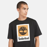 T-shirt Stack Logo Sem Género em Preto Timberland