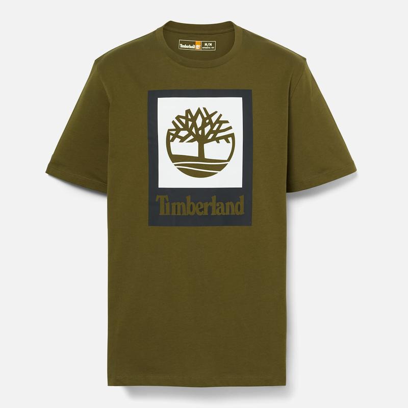 T-shirt Stack Logo Sem Género em Preto Timberland