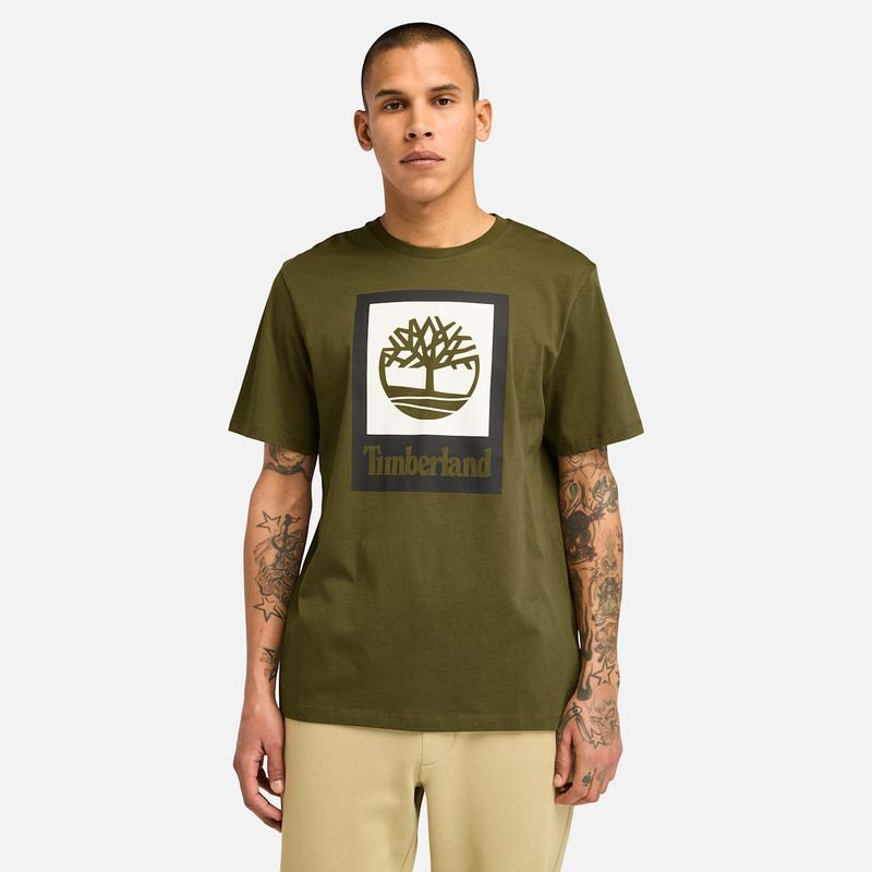 T-shirt Stack Logo Sem Género em Preto Timberland