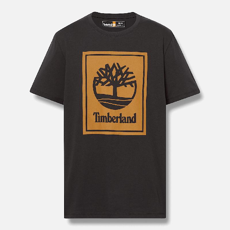 T-shirt de Manga Curta com Logótipo Sobreposto para Homem em amarelo e preto Timberland