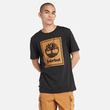 T-shirt de Manga Curta com Logótipo Sobreposto para Homem em amarelo e preto Timberland