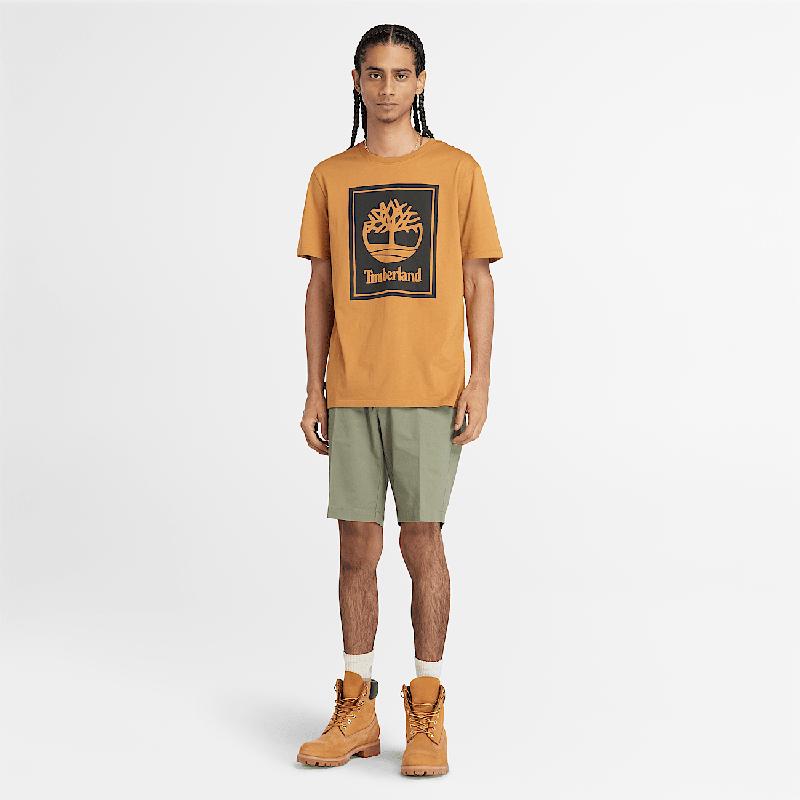 T-shirt de Manga Curta com Logótipo Sobreposto para Homem em amarelo e preto Timberland