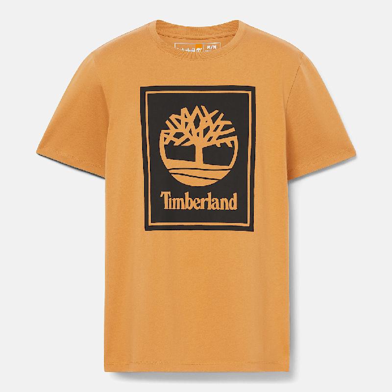 T-shirt de Manga Curta com Logótipo Sobreposto para Homem em amarelo e preto Timberland