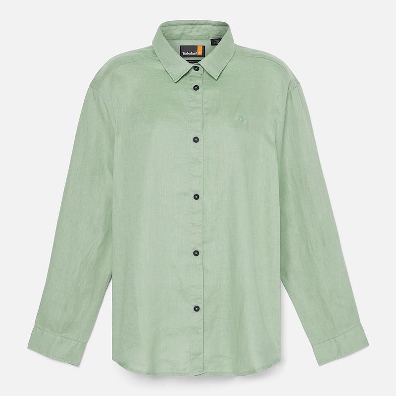 Camisa de Linho para Mulher em verde Timberland