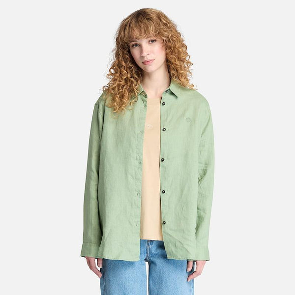 Camisa de Linho para Mulher em verde Timberland