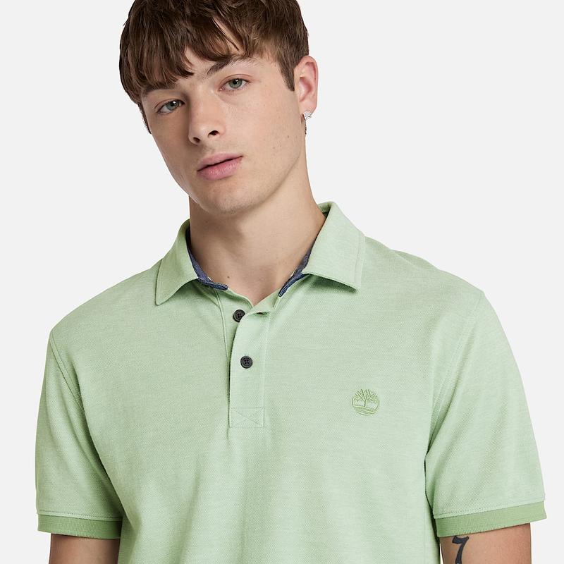 Polo Oxford de Manga Curta Baboosic Brook para Homem em verde Timberland