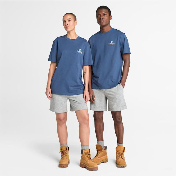 T-shirt Gráfica com Logótipo da Árvore Ilustrado nas Costas para Homem em azul-escuro Timberland