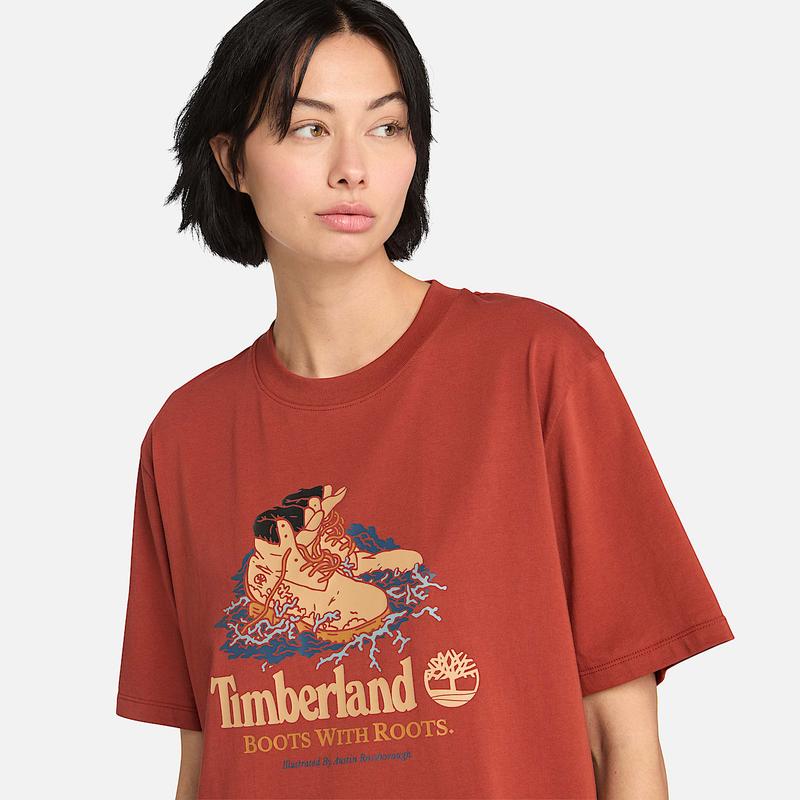 T-shirt com Gráfico de uma Bota à Frente Sem Género em branco Timberland