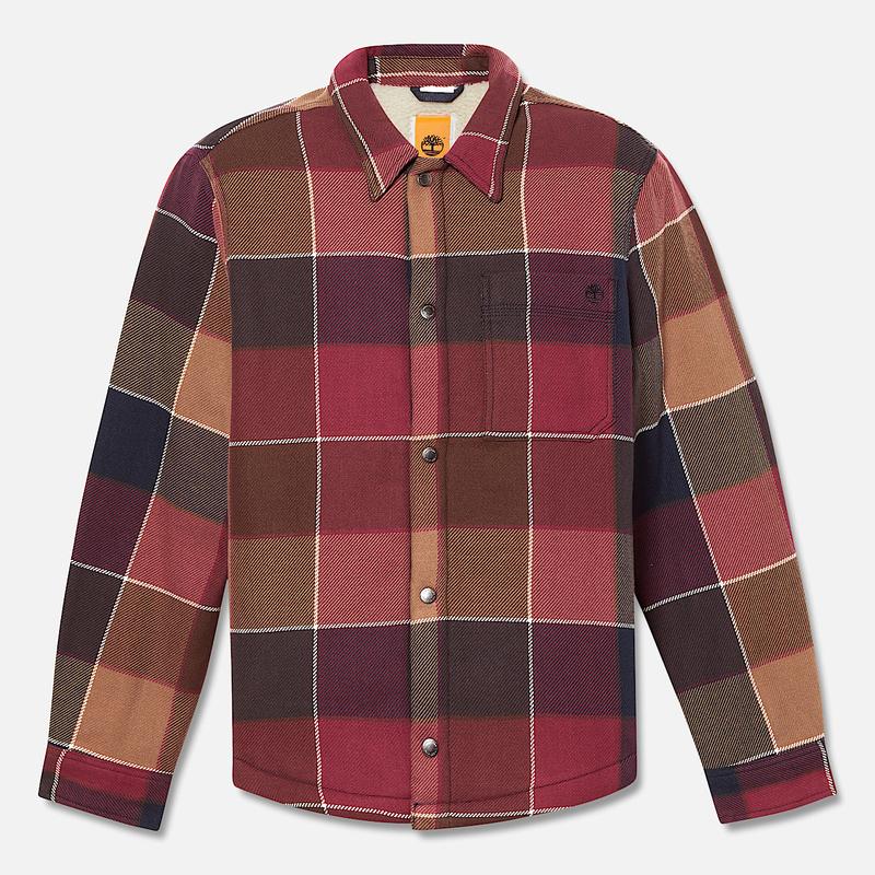 Camisa Larga Xadrez Forrada a Malha Polar para Homem em Vermelho Timberland