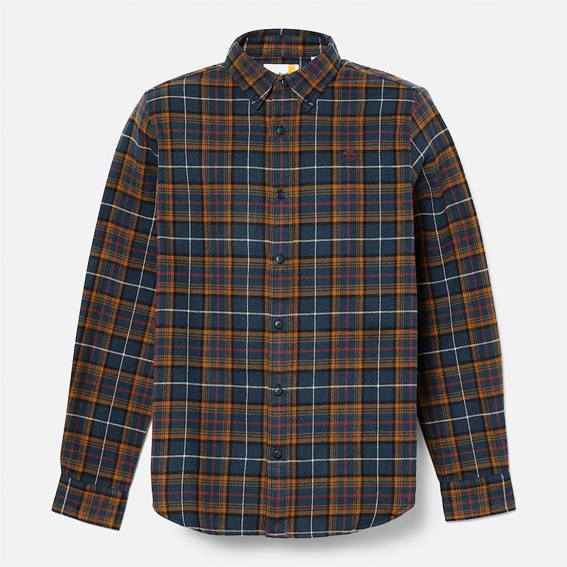 Camisa Xadrez em Flanela de Peso Médio para Homem em azul-escuro Timberland