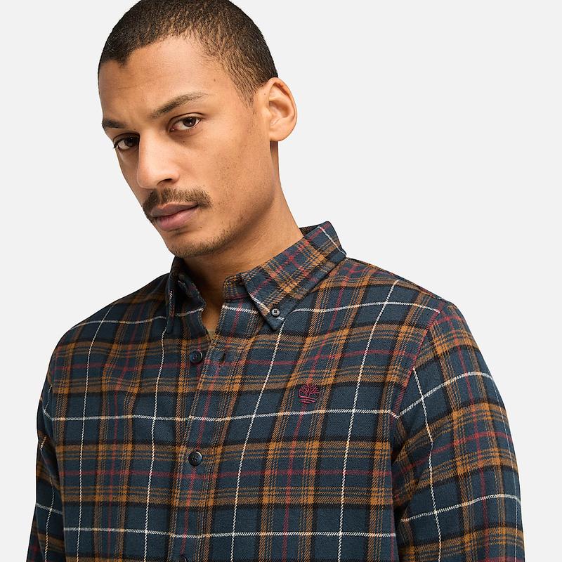 Camisa Xadrez em Flanela de Peso Médio para Homem em azul-escuro Timberland