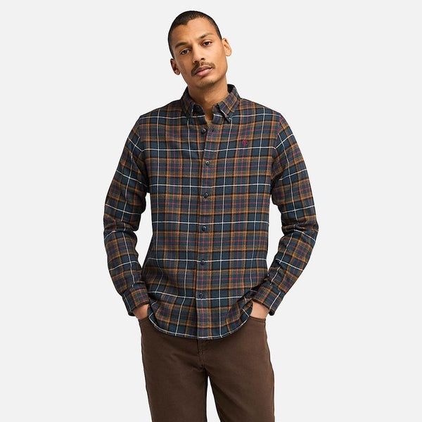 Camisa Xadrez em Flanela de Peso Médio para Homem em azul-escuro Timberland