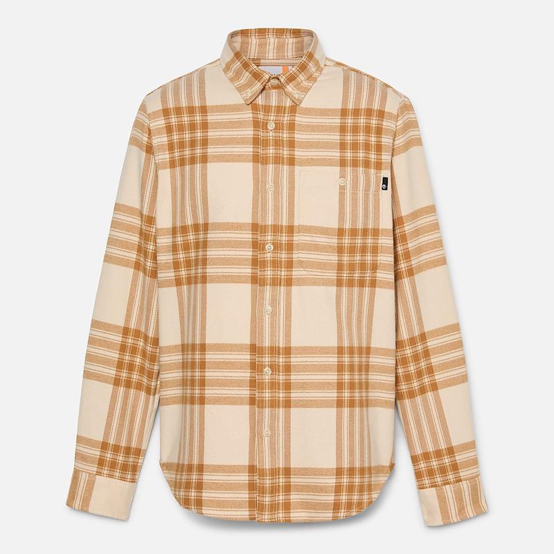 Camisa Xadrez em Flanela de Peso Médio para Homem em bege Timberland