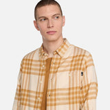 Camisa Xadrez em Flanela de Peso Médio para Homem em bege Timberland