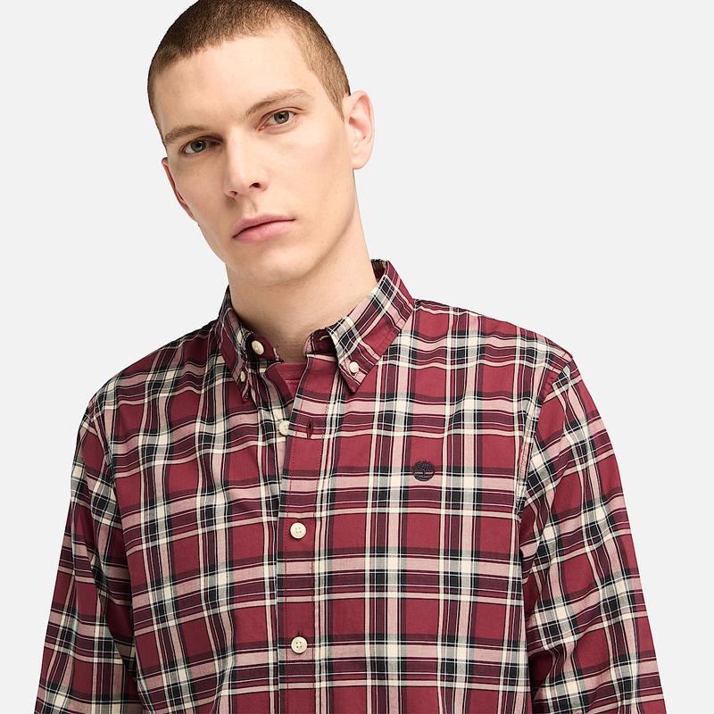 Camisa Xadrez em Popelina Elástica para Homem em bege Timberland