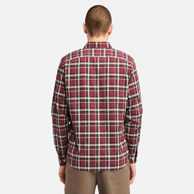 Camisa Xadrez em Popelina Elástica para Homem em bege Timberland