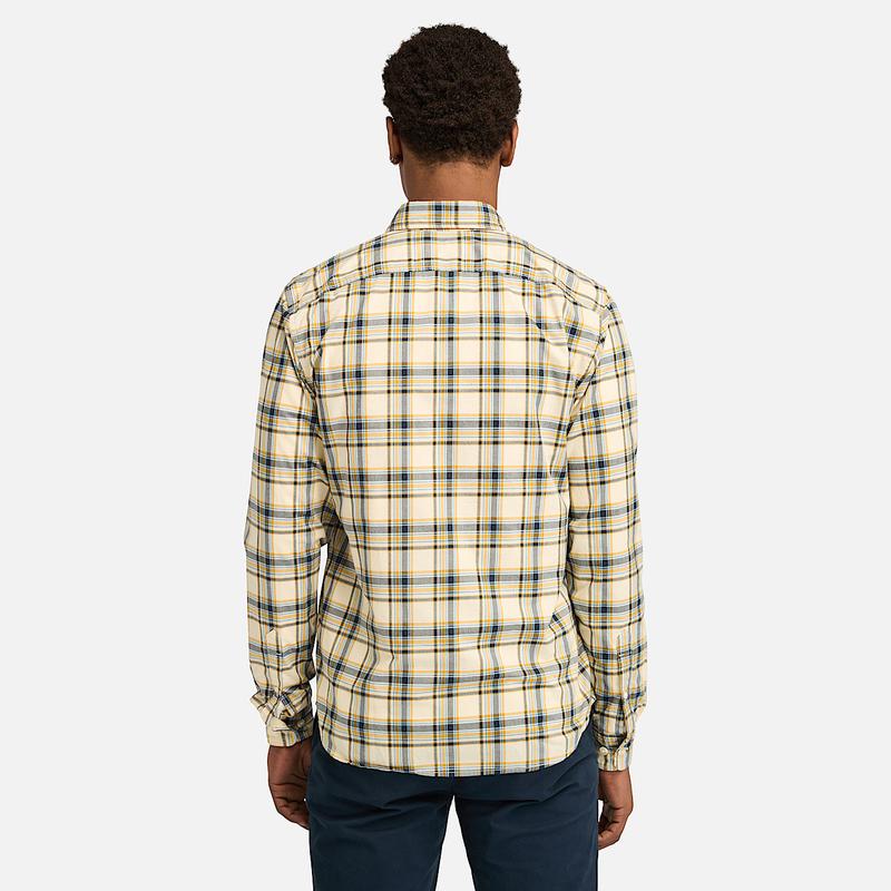 Camisa Xadrez em Popelina Elástica para Homem em bege Timberland