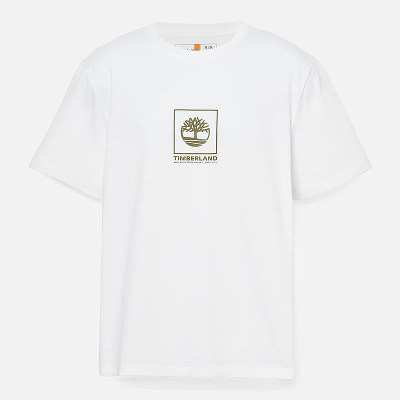 T-shirt de Manga Curta Stack Camo Sem Género em branco Timberland