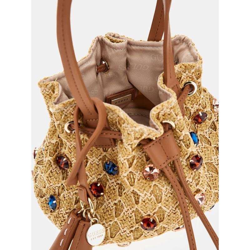 Mala bucket em ráfia loreny Guess