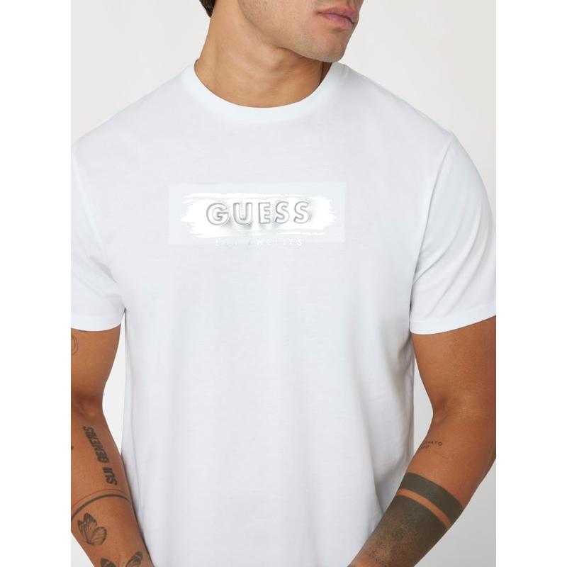 T-shirt com logo laminado Guess