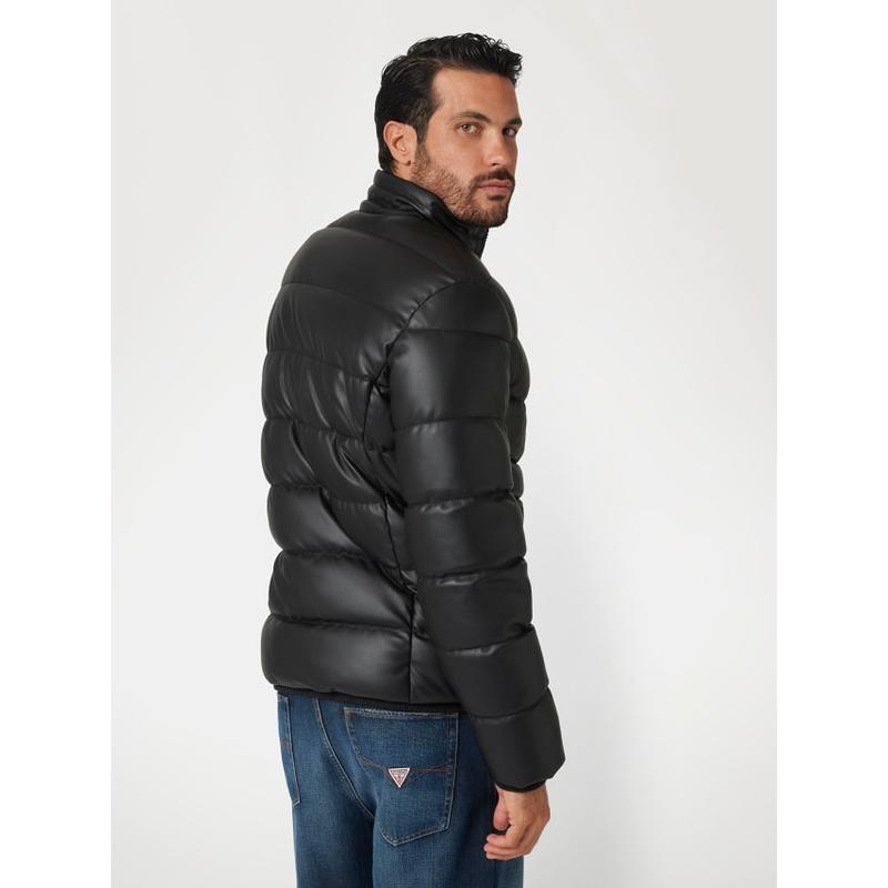 Casaco puffer efeito pele Guess