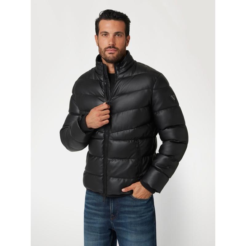 Casaco puffer efeito pele Guess