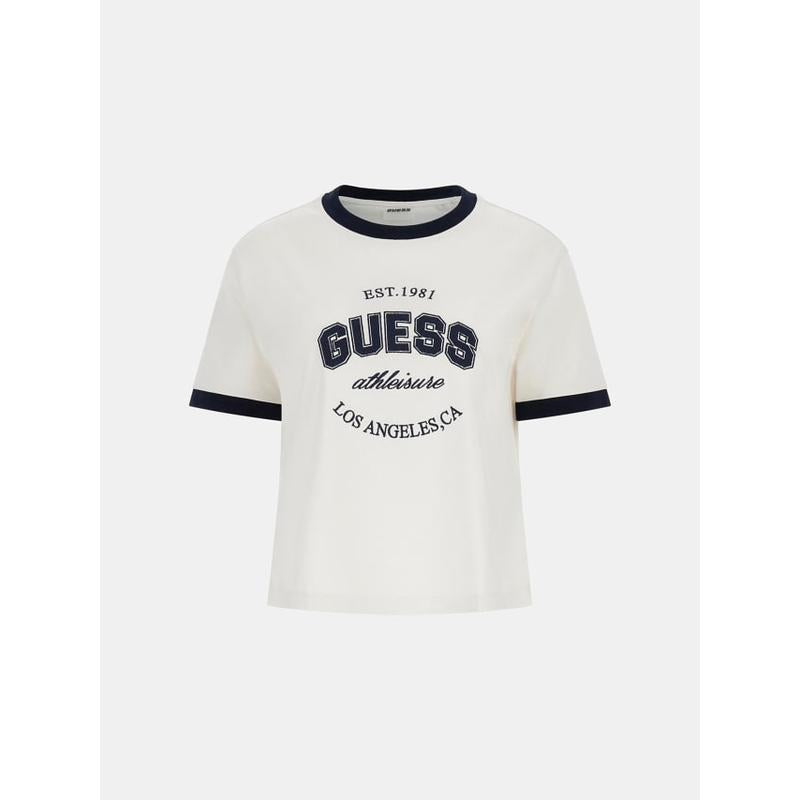 T-shirt curta com logo frontal Guess