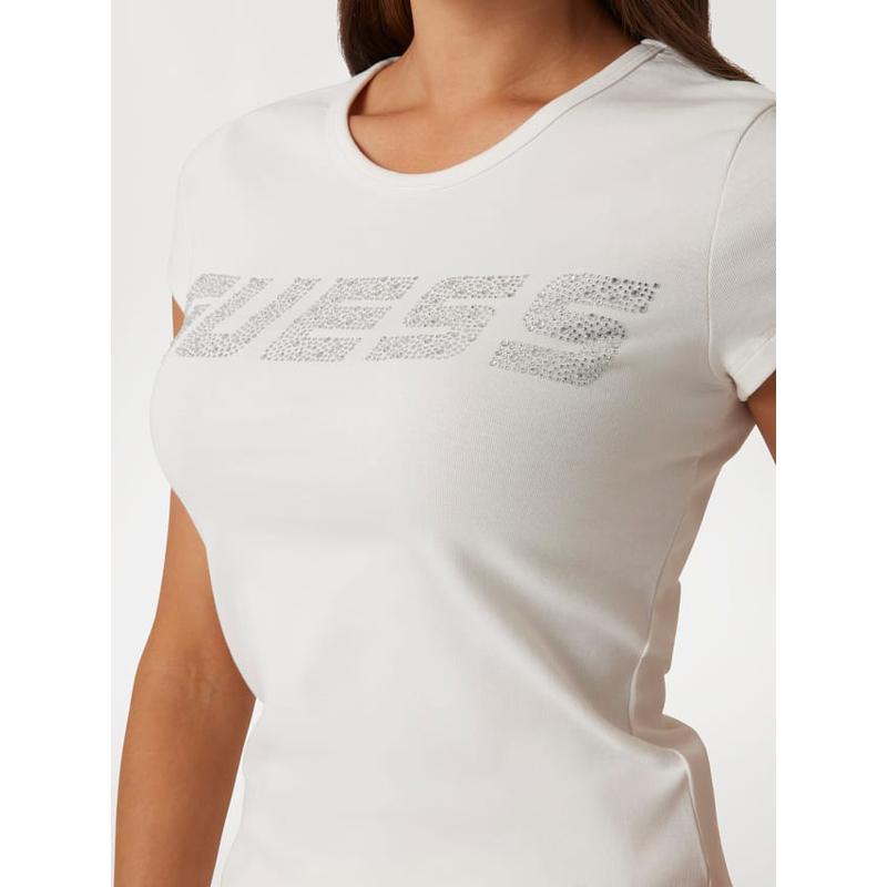 T-shirt logo brilhos Guess