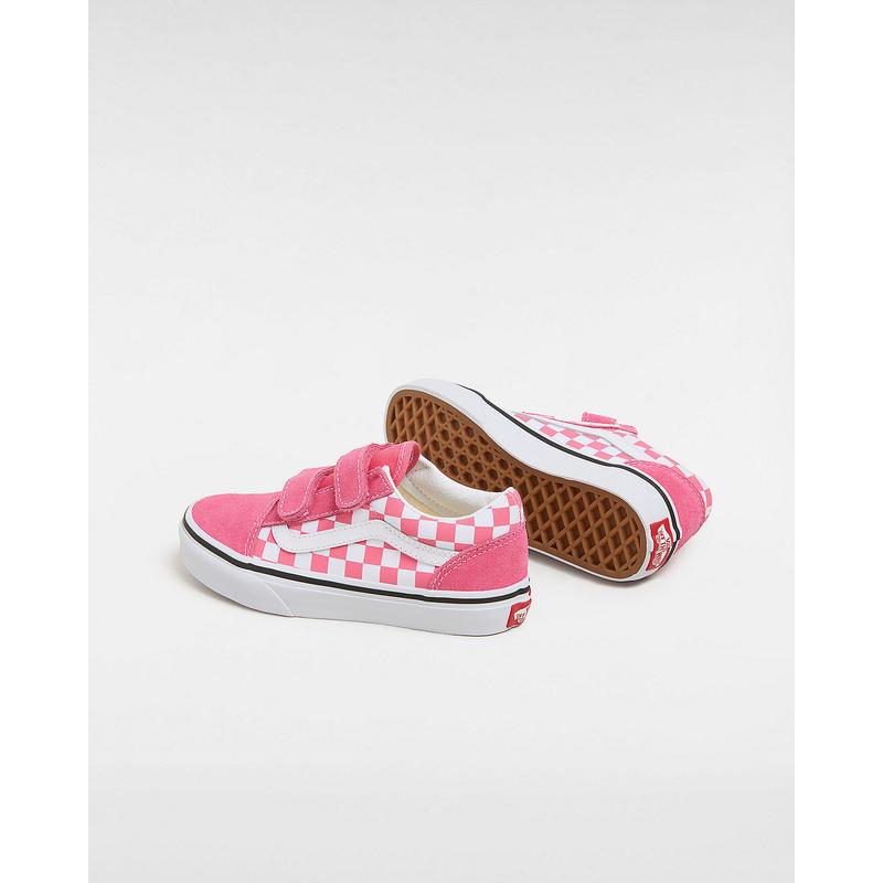 Ténis com banda aderente Old Skool Checkerboard para criança (4-8 anos) Vans Rosa