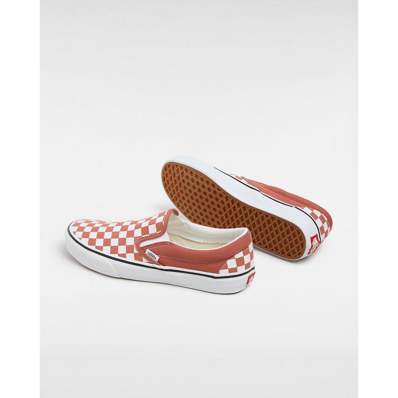 Ténis Classic Slip-On Checkerboard Vans Laranja