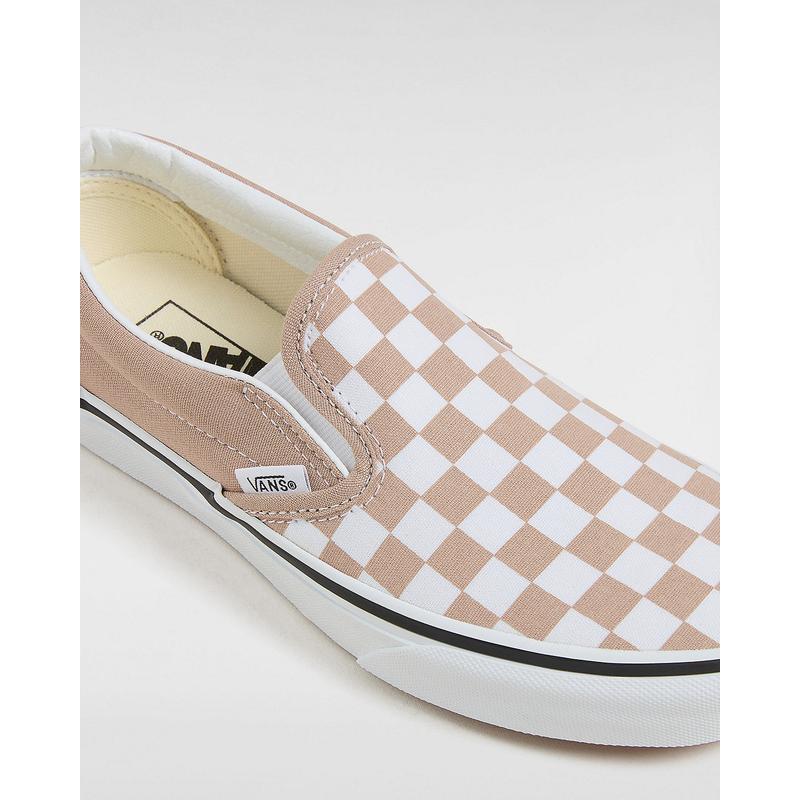 Ténis Classic Slip-On Checkerboard Vans Bege