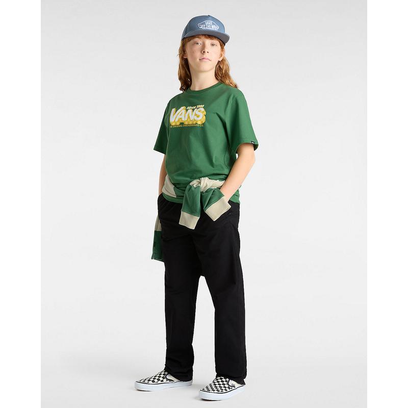 T-shirt Checker Drop para criança (8-14 anos) Vans Verde Claro