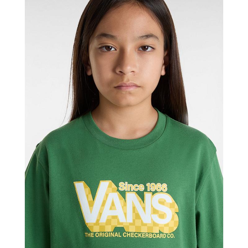 T-shirt Checker Drop para criança (8-14 anos) Vans Verde Claro