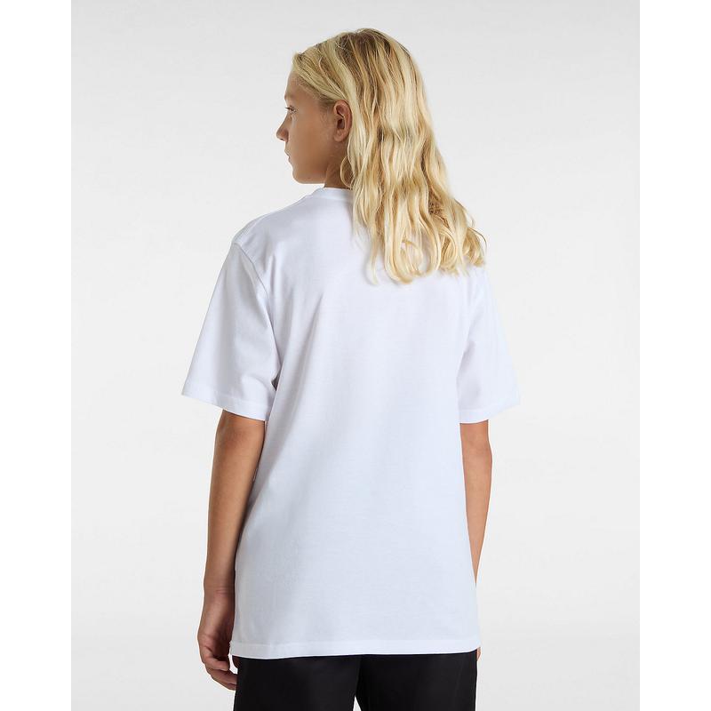 T-shirt Checker Drop para criança (8-14 anos) Vans Branco