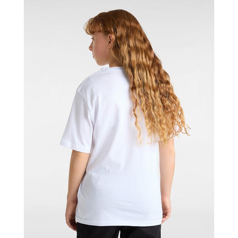 T-shirt Checker Drop para criança (8-14 anos) Vans Branco