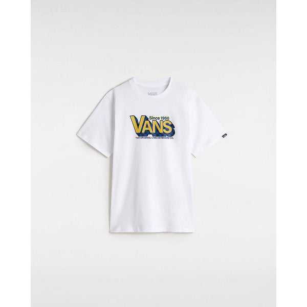 T-shirt Checker Drop para criança (8-14 anos) Vans Branco