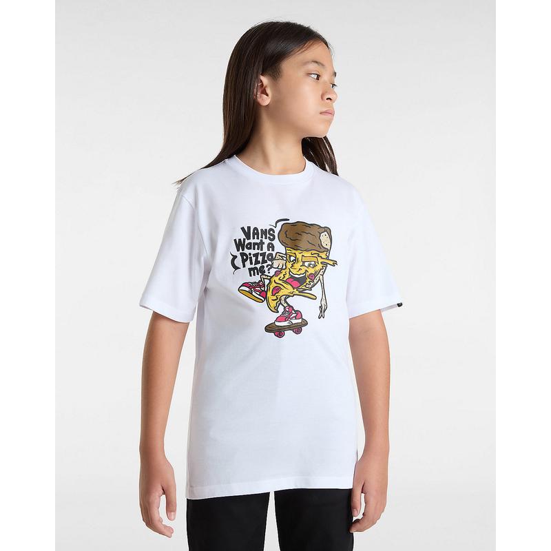 T-shirt Pizza Me para criança (8-14 anos) Vans Branco