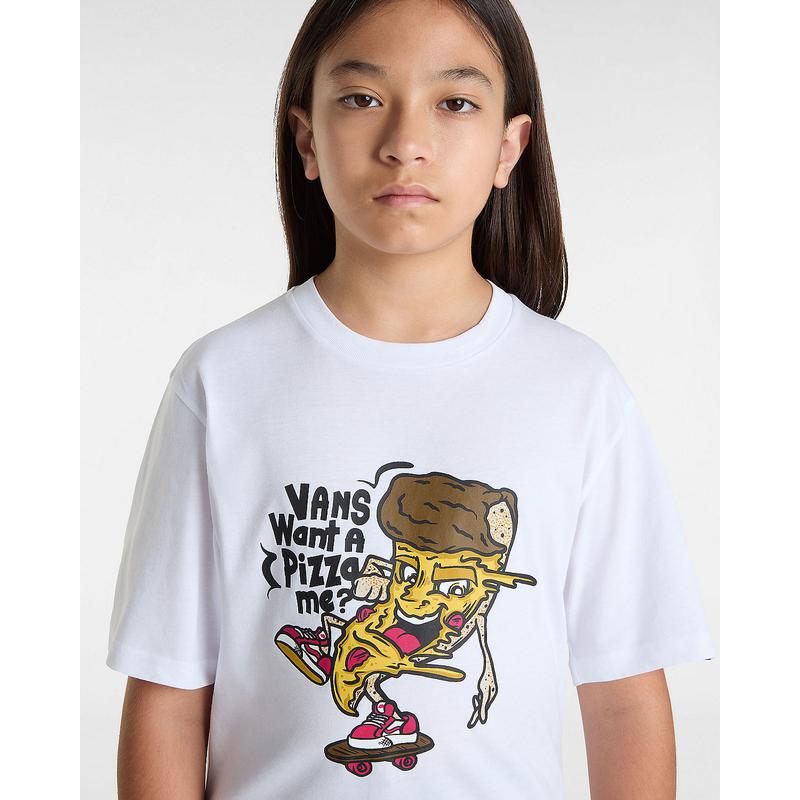 T-shirt Pizza Me para criança (8-14 anos) Vans Branco