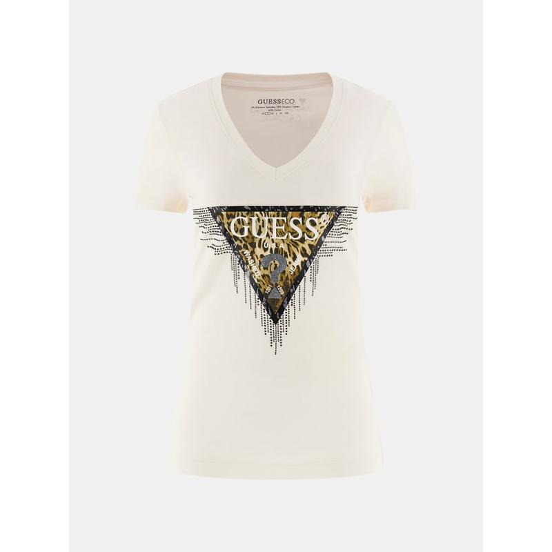 T-shirt logo triângulo animalier Guess