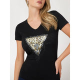 T-shirt logo triângulo animalier Guess